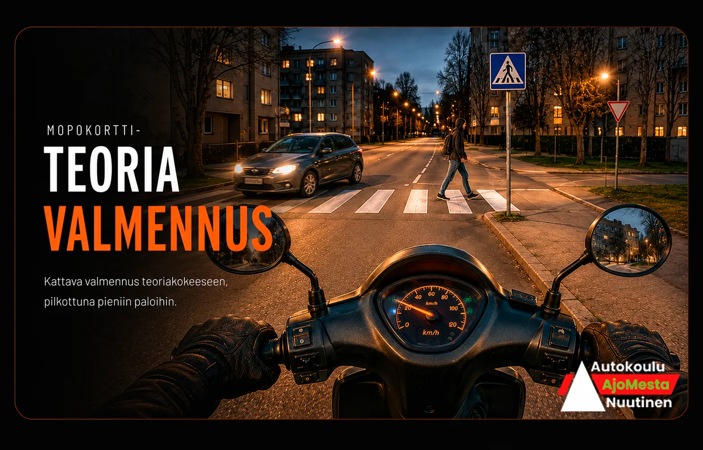 Mopokortti-teoriavalmennus — kattava valmennus teoriakokeeseen, pilkottuna pieniin paloihin