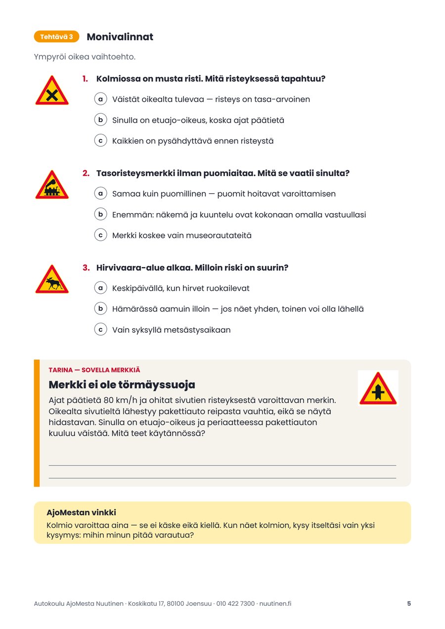 Tehtävävihkon sisäsivu